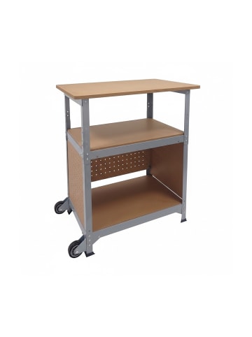 relaxdays Werkbank in Silber/ Natur - (B)72,5 x (H)69,5 x (T)50 cm