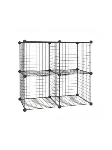 relaxdays Steckregal "4 Würfel" in Schwarz - (B)75 x (H)75 x (T)37 cm