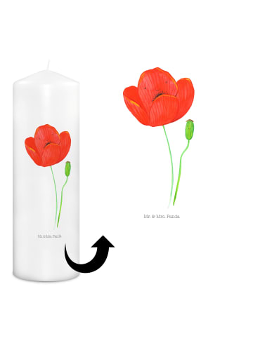 Mr. & Mrs. Panda Weihnachtskerze Blume Mohnblume ohne Spruch in Weiß