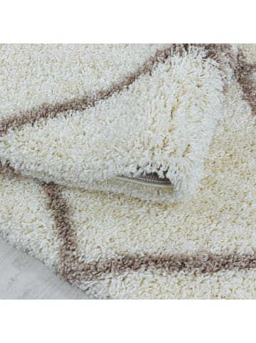 KADIMA DESIGN Teppich Hochflor Shaggy Waschbar Geometrisch DOLOMIT Strapazierfähig in Creme