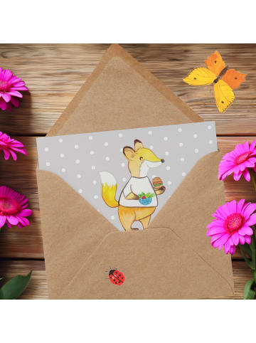 Mr. & Mrs. Panda Einladungskarte Gastwirt Herz mit Spruch in Grau Pastell