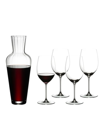 RIEDEL Glas 5er Set Cabernet Gläserset mit Dekanter Veritas in transparent