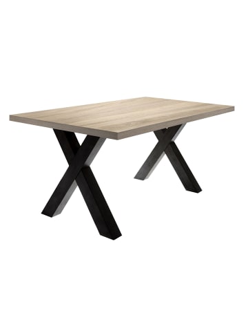 58 aufm Kessel ESSZIMMERTISCH Eike 8 140 x 90 x 75 Esstisch Schwarzstahl/Eiche Sägerau