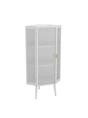 ABRIHOME Eckschrank in Schwarz 110 cm mit 3 Glastüren und Ablageböden