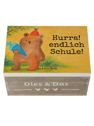Mr. & Mrs. Panda Holzkiste Bär Schultüte Design mit Spruch in Weiß