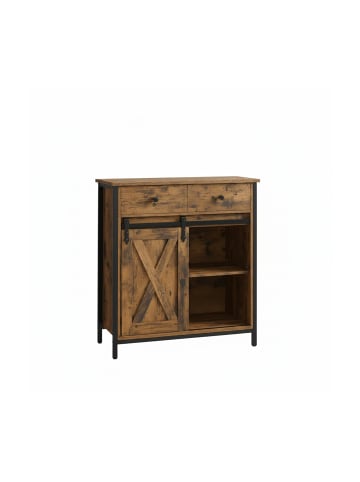 relaxdays Sideboard in Braun/ Schwarz - (B)70 x (H)80 x (T)30 cm
