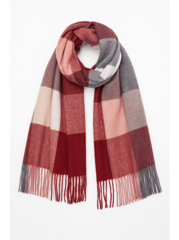 Faera Weicher Strickschal mit Fransen und geometrischem Muster in Bordeaux