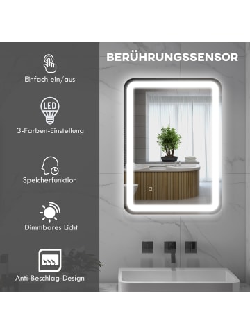 HOMCOM Badspiegel-60L x 80B x 4H cm-Silber