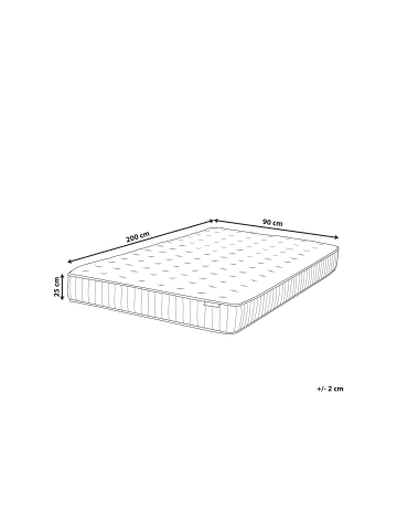 Beliani Matratze PLEASANT in Weiß/Grau - (W) 90 x (H) 25 x (L) 200 cm