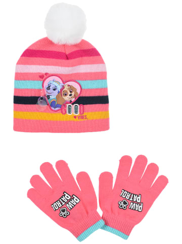 Paw Patrol 2tlg. Set: Mütze & Handschuhe Skye und Everest in Rosa