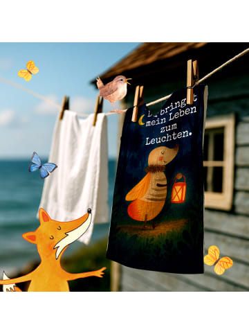 Mr. & Mrs. Panda Gästehandtuch Glühwürmchen Design mit Spruch in Weiß