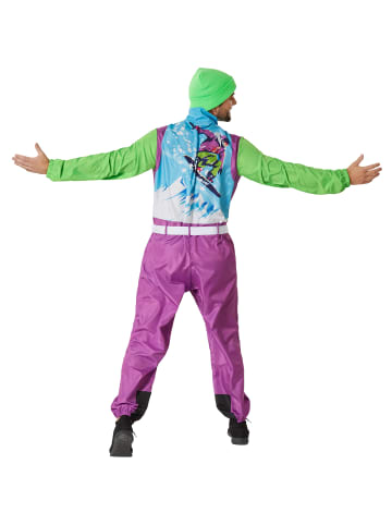 tectake Herrenkostüm  Retro 80er 90er Ski Anzug  Kultige Farbkombination: Lila, blau, gr
