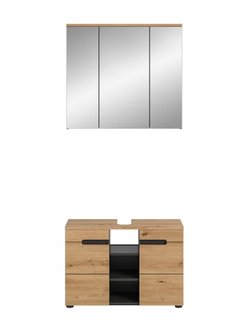 xonox.home Badkombination in Basalt grau/Artisan Eiche - (B) 80 x (H) 193 x (T) 34