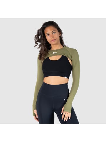 SMILODOX Crop Longsleeve Tarra in Olive