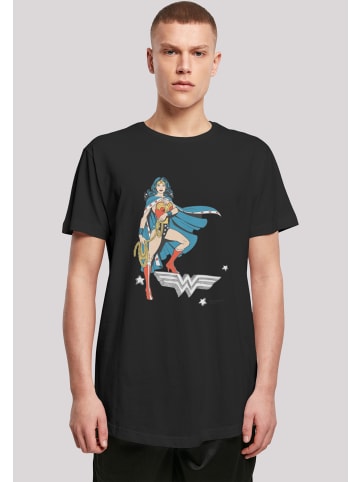 F4NT4STIC Long Cut T-Shirt DC Comics Wonder Woman Standing Logo in schwarz