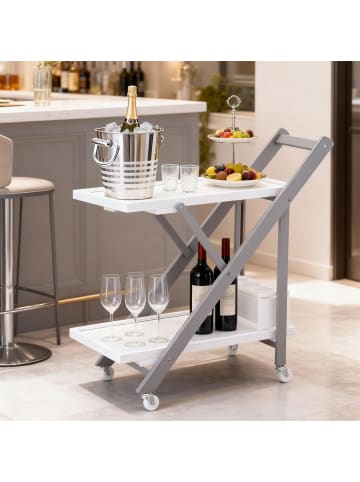 relaxdays Servierwagen in Weiß/ Grau - (B)44 x (H)70 x (T)39,5 cm