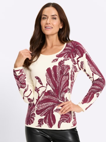 Heine Druck-Pullover in champagner-bordeaux-bedruckt