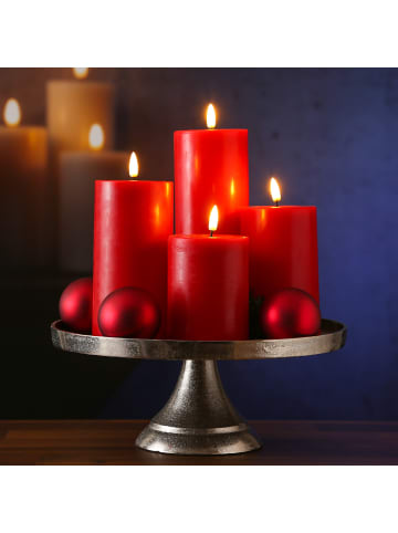 Deluxe Homeart 4er Set LED Kerzen MIA Echtwachs Deluxe 4 Größen mit Batterien Fernb in rot