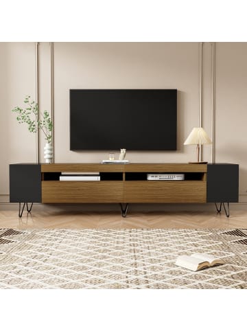 ABRIHOME TV-Schrank in Schwarz 180 cm mit Holzoptik