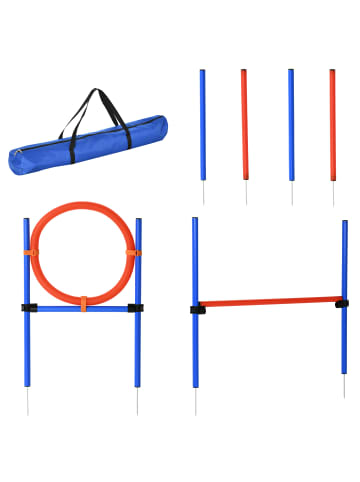 Pawhut Hunde Agility Set Blau+Rot PE