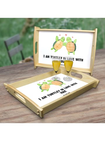 Mr. & Mrs. Panda Tablett aus Holz Schildkröten Paar mit Spruch in Weiß