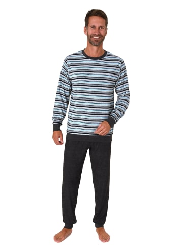 NORMANN langarm Frottee Schlafanzug Pyjama Bündchen - 82257 in hellblau