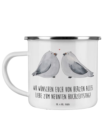 Mr. & Mrs. Panda Becher Emaille 9. Hochzeitstag Keramikhochzeit ... in Weiß