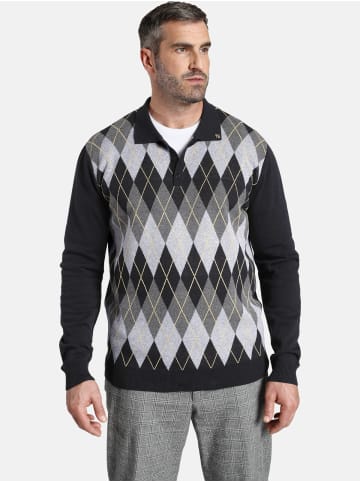 Charles Colby Langarm-Poloshirt EARL JERRY in grau gemustert