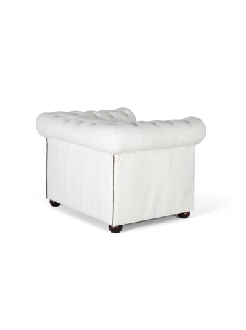 Giner y Colomer Einsitziger Chester-Sessel mit Naturlederbezug und weißem Finish in White