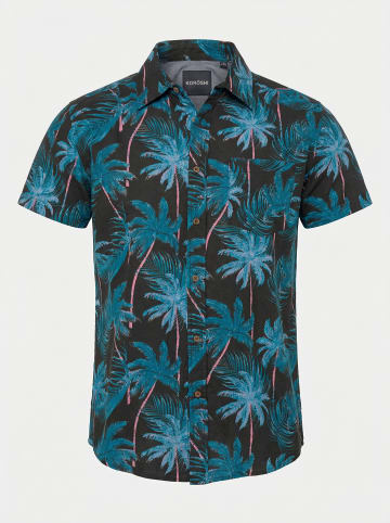 KOROSHI Herren kurzarm-viskosehemd in Schwarz