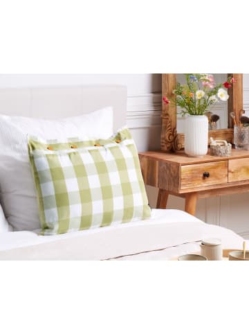 Beliani Dekokissen TAMNINE in Grün/Weiß - (W) 40 x (H) 12 x (L) 60 cm