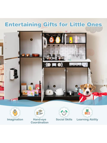 COSTWAY Kinderküche mit Licht und Sound in Schwarz