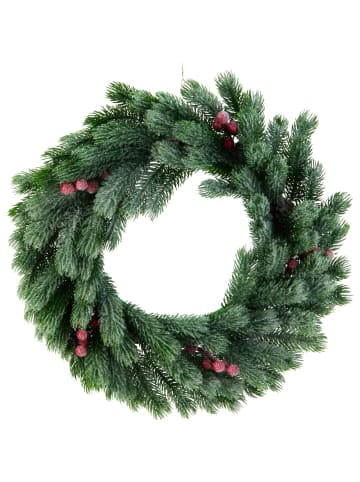 Home&Styling Collection Weihnachtskranz mit Vogelbeeren und Schneeeffekt in Grün, Ø 42 x (H) 10 cm