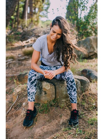 GUGGEN MOUNTAIN Wanderschuhe Trekkingschuhe Bergschuhe für Damen Linien Punkte in Schwarz-Rot