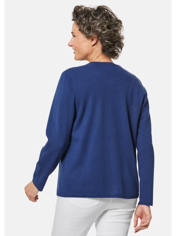 GOLDNER Kurzgröße:  Kaschmirstrickjacke mit Rundhals in dunkelblau