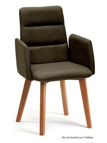 58 aufm Kessel ARMLEHNSTUHL (6er-Set) Darelle 52x92x60 Eiche geölt/Khaki