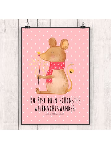 Mr. & Mrs. Panda Bild Maus Weihnachten mit Spruch in Rot Pastell