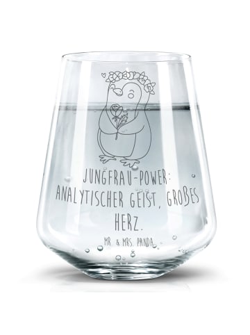 Mr. & Mrs. Panda Wasserglas Jungfrau Astrologie mit Spruch in Transparent