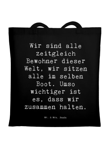 Mr. & Mrs. Panda Henkeltasche Spruch Freundlichkeiten verbreiten... in Schwarz