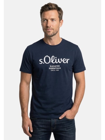 S. Oliver T-Shirt Basic in Blau / schwarz
