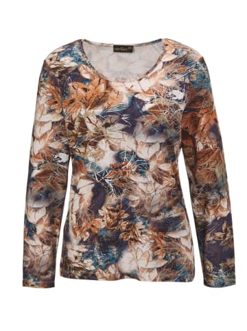 GOLDNER Kurzgröße:  Druckshirt mit leichtem Glanz in nachtblau / gemustert