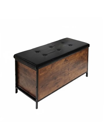 relaxdays Sitzbank "Industrial" in Dunkelbraun/ Schwarz - (B)80 x (H)50 x (T)40 cm