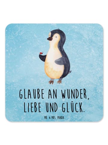 Mr. & Mrs. Panda Coaster Pinguin Marienkäfer mit Spruch in Eisblau