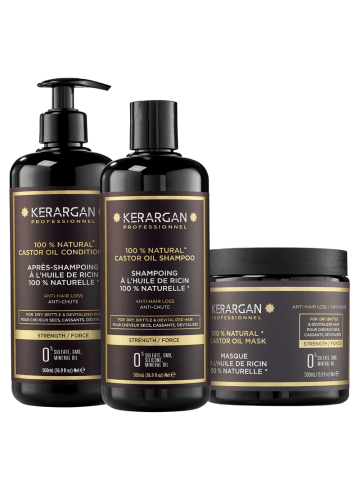 KerArgan 3tlg. Set: Shampoo, Spülung & Maske Rizinusöl, 3x500ml
