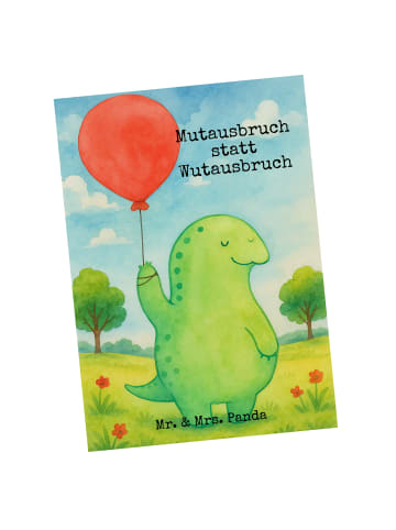 Mr. & Mrs. Panda Postkarte Schildkröte Luftballon Design mit Spruch in Weiß