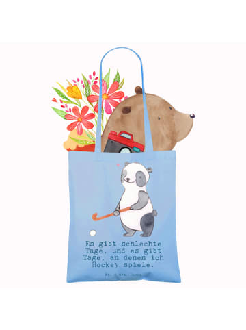Mr. & Mrs. Panda Uni Tasche Panda Hockey spielen mit Spruch in Sky Blue