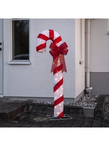 MARELIDA LED Zuckerstange XXL Gartendeko Weihnachtsdeko H: 1,5m in rot, weiß
