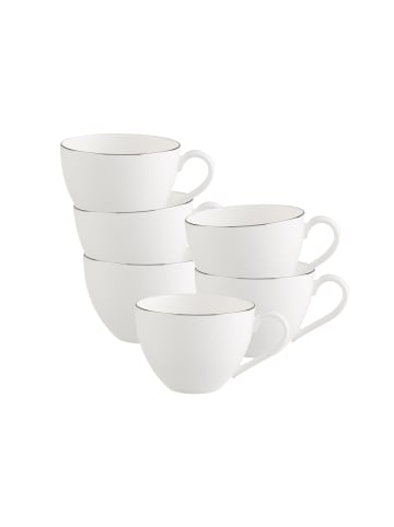 Villeroy & Boch 6er Set Kaffeetassen Anmut Platinum No.1 in 150 ml in weiß