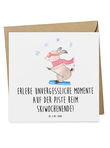 Mr. & Mrs. Panda Gutscheinkarte Skiwochenende mit Spruch in Weiß