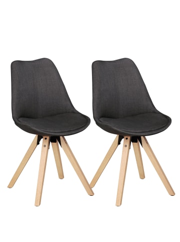KADIMA DESIGN Esszimmerstühle 2er-Set | Stoff, Holzbeine, Skandinavischer Stil in Anthrazit